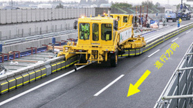 Hokuriku Expressway Nakanoshima Mitsuke IC-Nagaoka JCT floor slab replacement construction regulation status (expansion of construction yard)