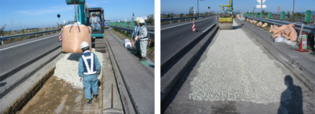 รูปถ่ายสถานะการก่อสร้างของ Nihonkai-Tohoku Expressway