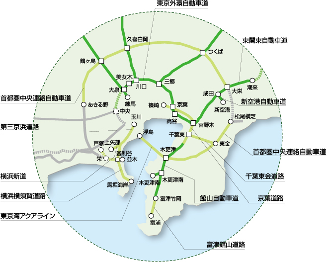 関東地域の事業エリア（拡大図）