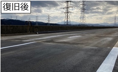 Hokuriku Expressway Kashiwazaki IC - Nishiyama IC Level difference due to embankment subsidence near the boundary between bridge and embankment Image after restoration