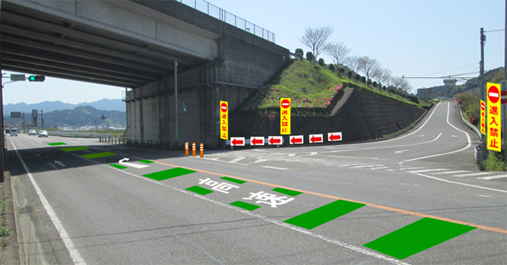 対策の基本パターンの運転者からの見え方イメージ（高速道路出口部）のイメージ画像