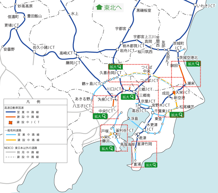 関東・長野エリアの地図のイメージ画像