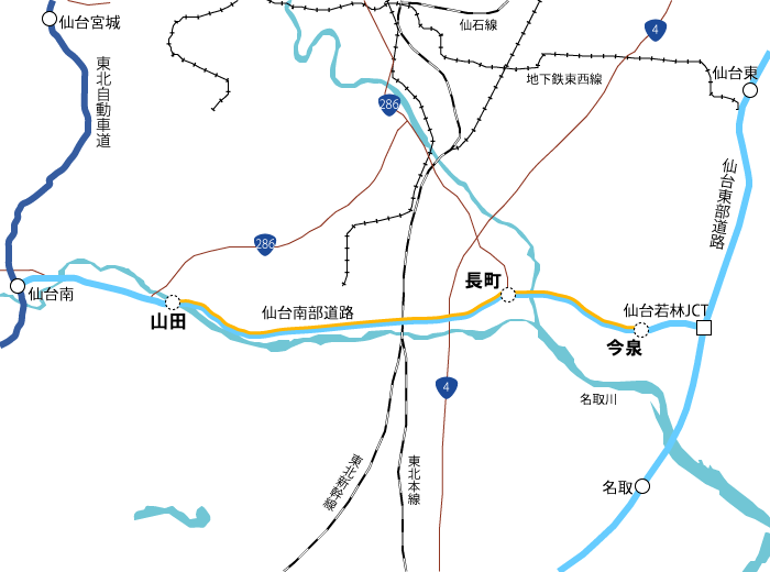 仙台南部道路（今泉IC～山田IC）のイメージ画像