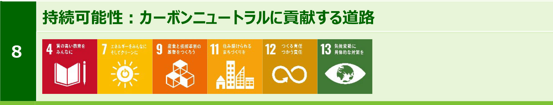 8. Sustainability: Image of roads that contribute to carbon neutrality