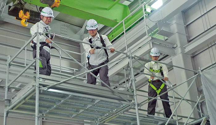 Photo of safety training with training scaffolds