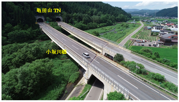 亀田山TNと小坂川橋の写真