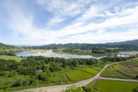 Echigo Kawaguchi SA (In-bound) Image link to image download page of Shinano River and Uono River from SA