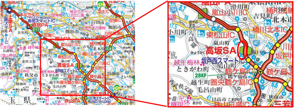 【E17】関越自動車道　高坂SA（下り線）位置図のイメージ画像
