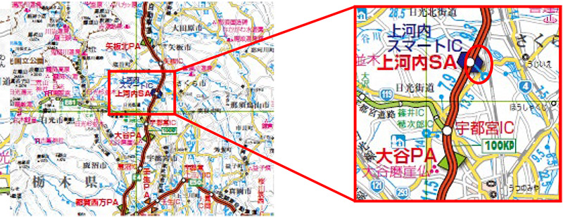 【E4】東北自動車道　上河内SA（上り線）位置図のイメージ画像