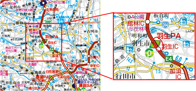 【E4】東北自動車道　羽生PA（上り線）位置図のイメージ画像