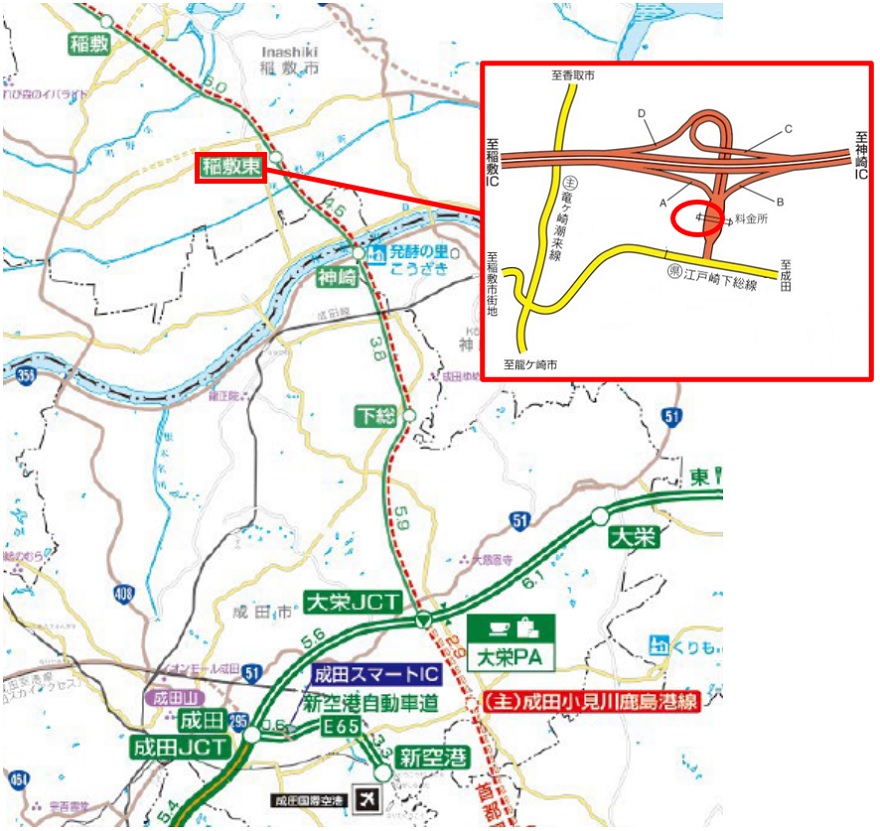 【C4】首都圏中央連絡自動車道　稲敷東料金所　位置図のイメージ画像