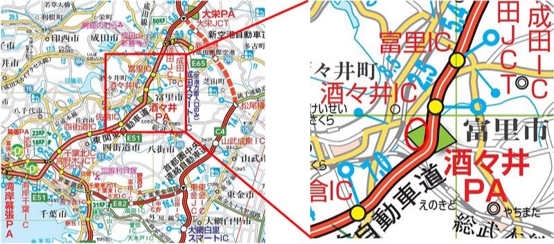 [E51]東関東自動車道酒酒井PA（下线）位置图的图像图像