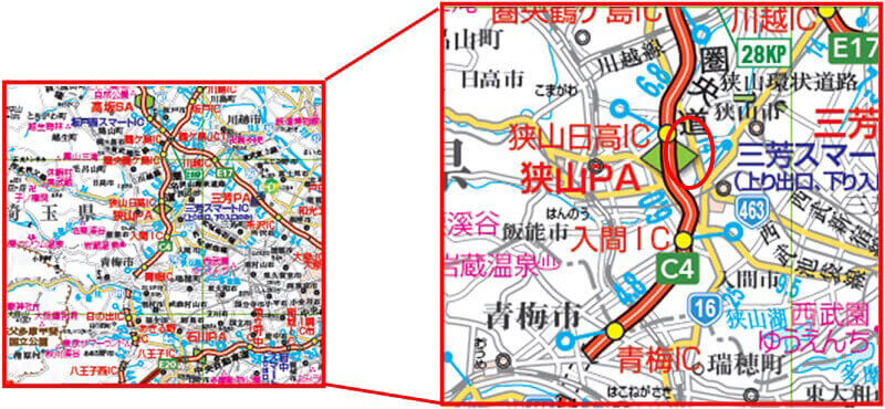【C4】首都圏中央連絡自動車道　狭山PA（内回り）位置図のイメージ画像