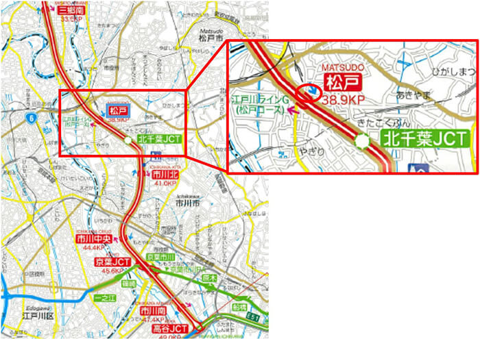 【C3】東京外環自動車道　松戸料金所　位置図のイメージ画像