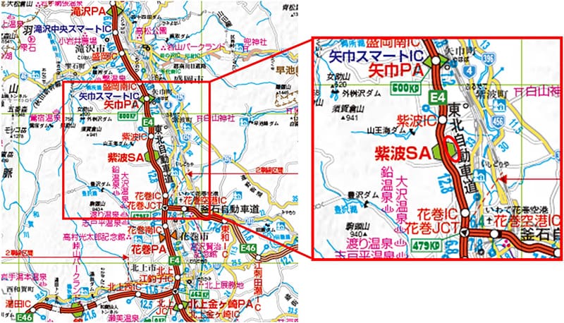 【E4】東北自動車道　紫波SA（上り線）位置図のイメージ画像