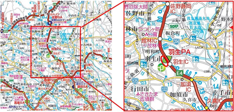 【E4】東北自動車道 羽生PA(下り線)位置図のイメージ画像