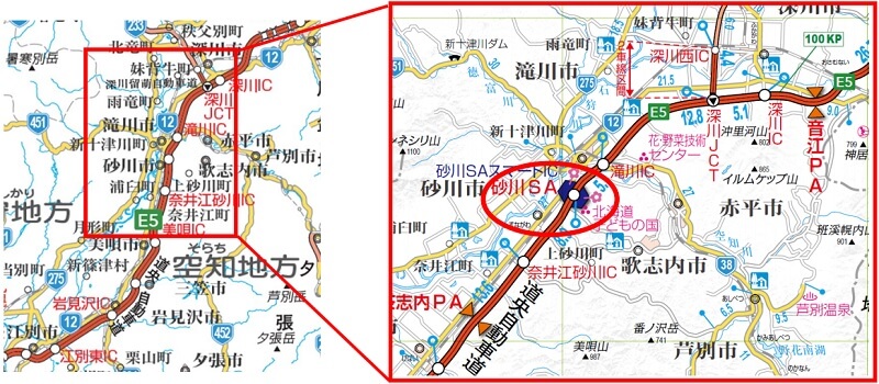 道央自動車道 砂川SA 位置図のイメージ画像