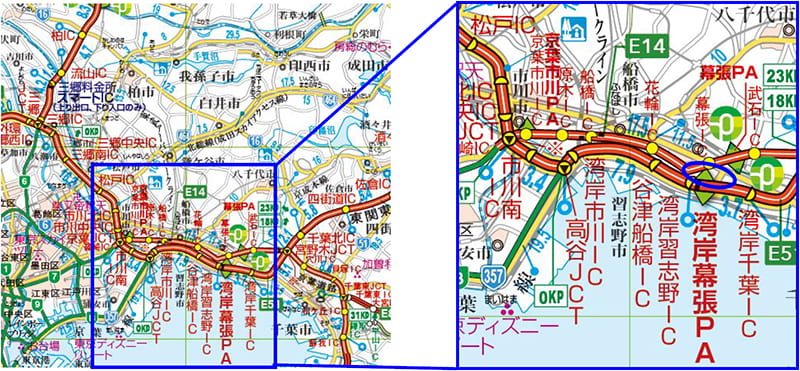 【E51】東関東自動車道 湾岸幕張PA(下り線)位置図のイメージ画像