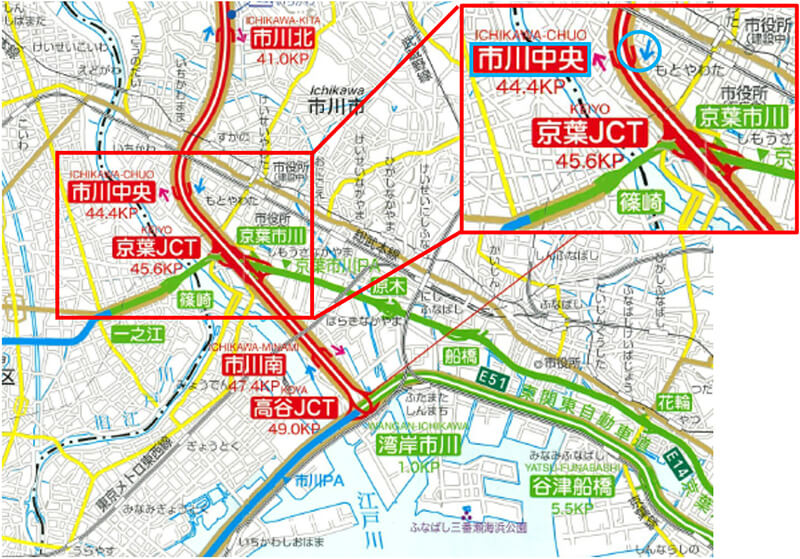 【C3】東京外環自動車道　市川中央料金所　位置図のイメージ画像
