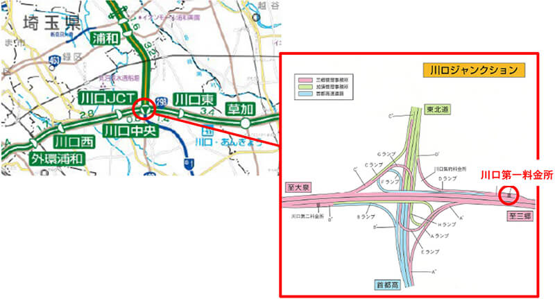 【C3】東京外環自動車道　川口第一料金所　位置図のイメージ画像