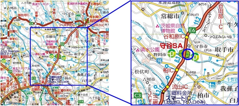 【E6】常磐自動車道　守谷SA（上り線）位置図のイメージ画像