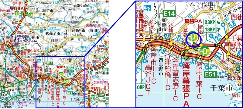 【E14】京葉道路 幕張PA(下り線)位置図のイメージ画像