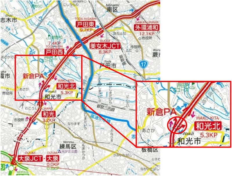 【C3】東京外環自動車道 和光北集約料金所 位置図のイメージ画像
