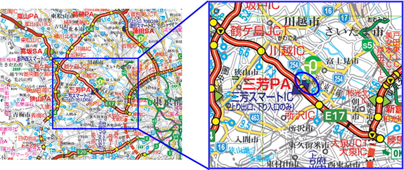 [E17] Image image of the location map of Miyoshi PA (In-bound Kan-Etsu Expressway