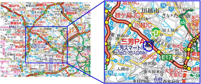 【E17】関越道　三芳PA（下り線）位置図のイメージ画像