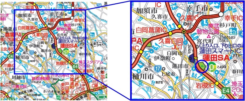 【E4】東北自動車道　蓮田SA（上り線）位置図のイメージ画像