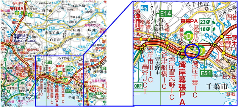 【E14】京葉道路 幕張PA(上り線)位置図のイメージ画像