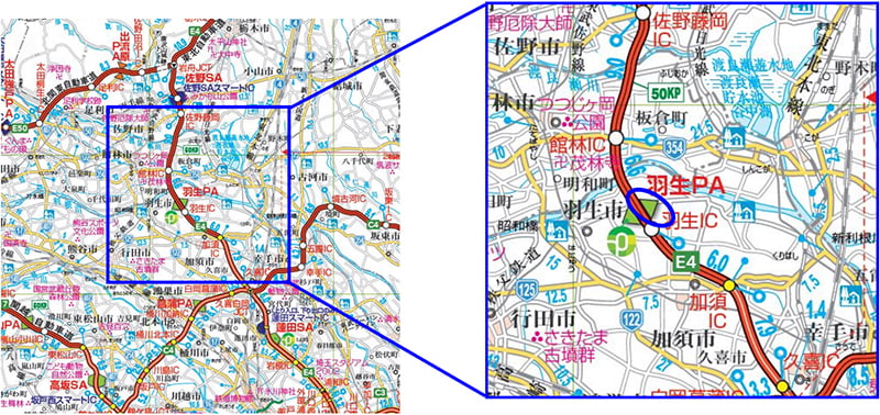 【E4】東北道　羽生PA（上り線）位置図のイメージ画像