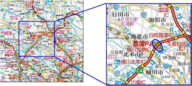 【C4】首都圏中央連絡自動車道　菖蒲PA（集約）位置図のイメージ画像