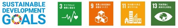 SDGs目標の3番、9番、11番、13番のイメージ画像