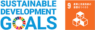 Image of the SUSTAINABLE DEVELOPMENT GOALS logo and the logo of 9 Let's lay the foundation for industry and technological innovation
