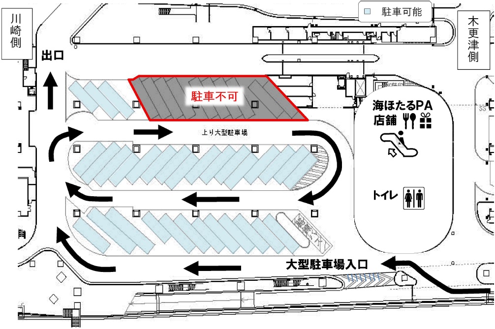 1階大型駐車場（上り線）駐車マスの一部について、利用を制限させていただきます。のイメージ画像