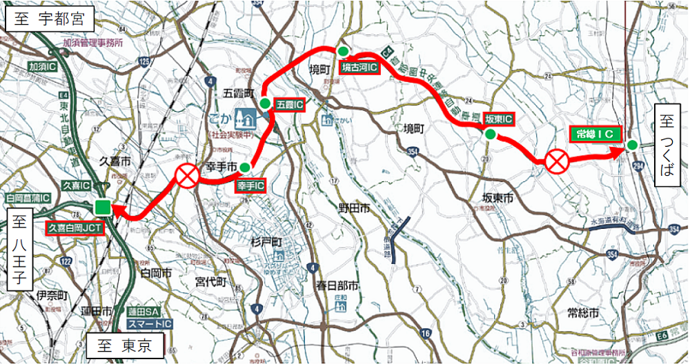 Closed section: Ken-O Road O Expressway (inside and outside) Kuki-Shiraoka JCT-Joso IC image image 1