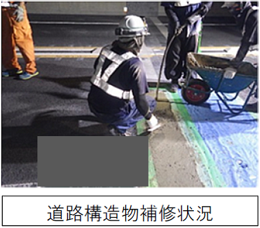 工事概要　道路構造物補修状況の写真