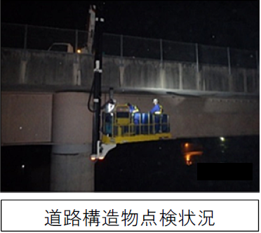 工事概要　道路構造物点検状況の写真