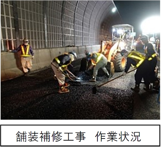 工事概要　舗装補修工事　作業状況の写真