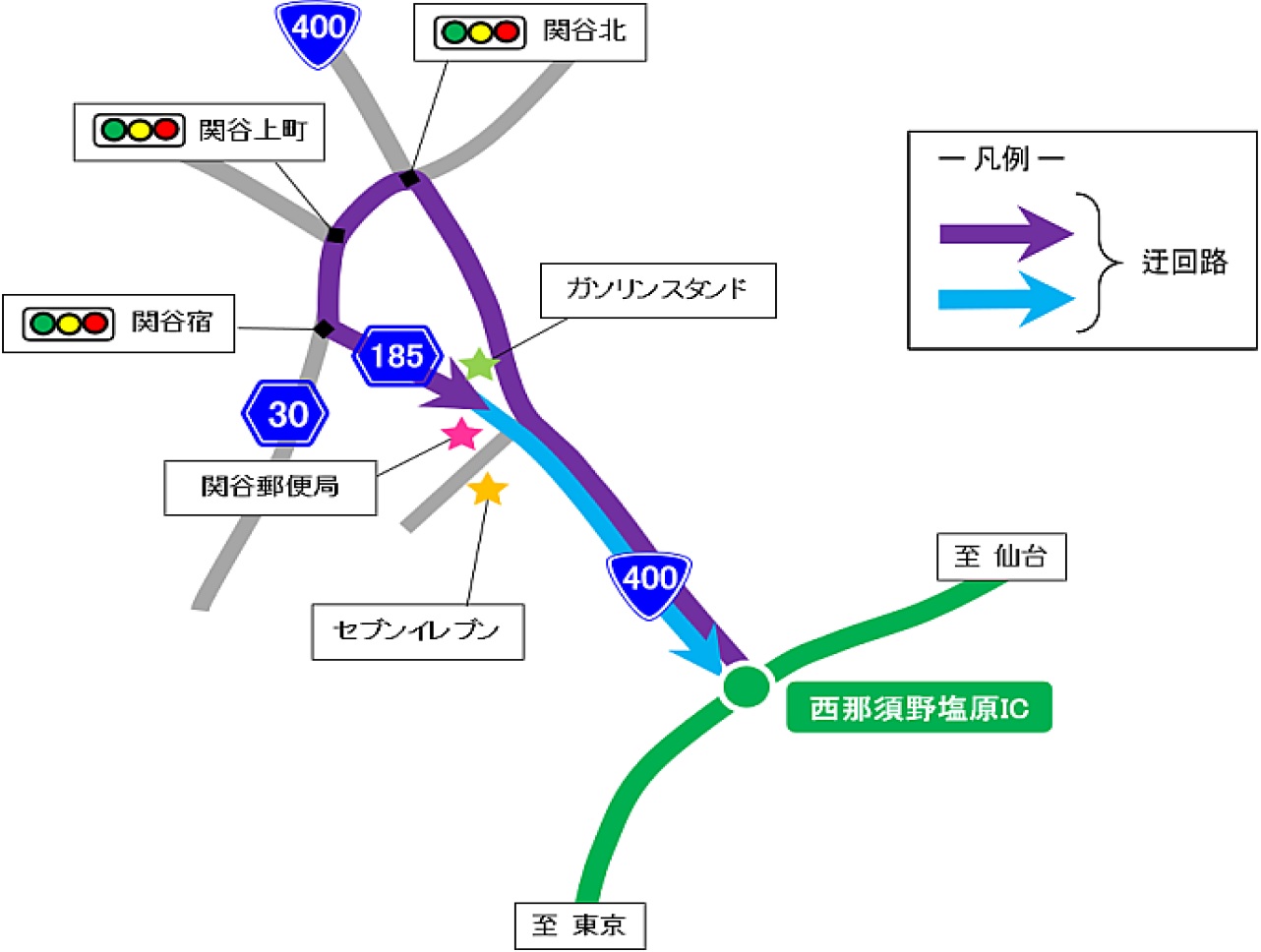 1）東北自動車道（上り線）東京方面をご利用の場合のイメージ画像