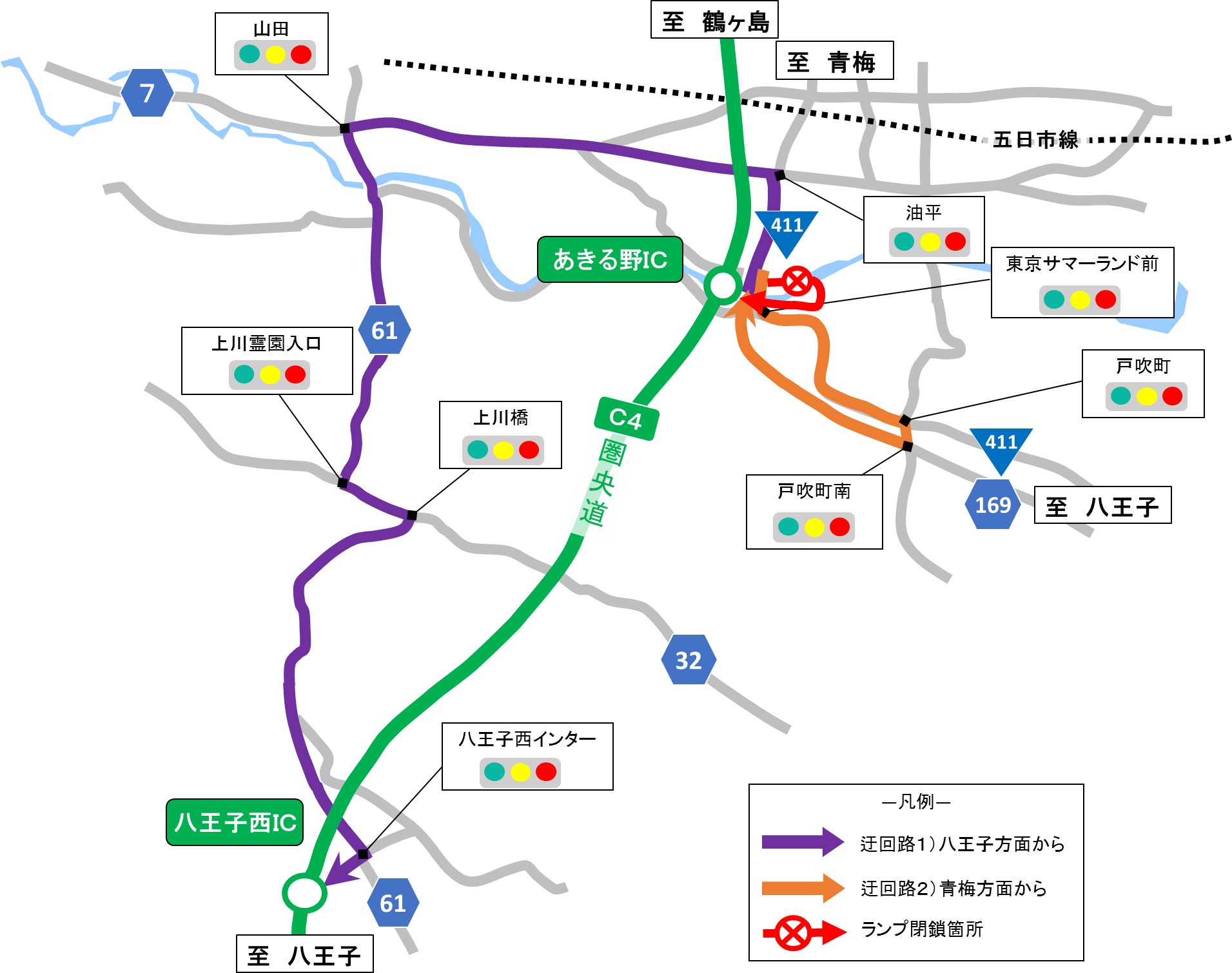 Detour (2) Image image when passing through the inner loop of the Ken-O Road O Expressway (toward Hachioji)