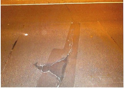 Photograph of cracks caused by uplift 1