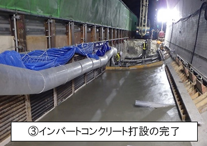③ Image of completion of invert concrete placement