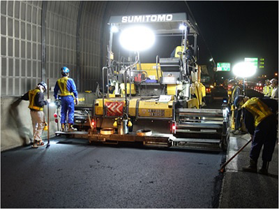 舗装補修工事　作業状況の写真