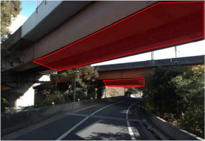 橋梁補修用足場　解体範囲のイメージ画像