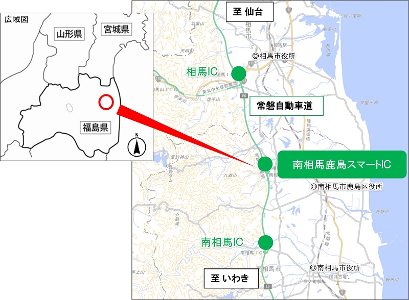 Joban高速公路Minami Soma Kashima智能IC地图的图像图像