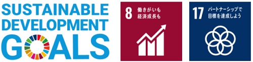 Image of SUSTAINABLE DEVELOPMENT GOALS logo and SDGs target 8th and 17th logos