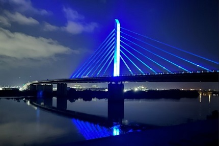 ภาพถ่ายสถานะการทดสอบการส่องสว่างของสะพาน Tokimeki