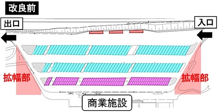 สถานะการเปลี่ยนแปลงเลย์เอาต์ ([E4] พื้นที่ให้บริการ Tohoku Expressway Sano (ขาออก)) ภาพก่อนการปรับปรุง